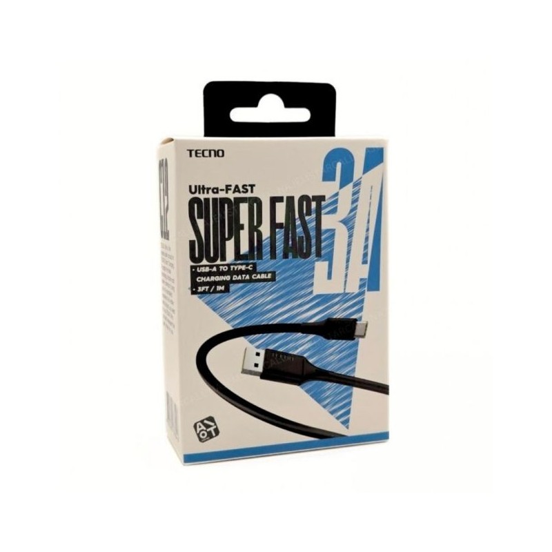 Cable de charge - Cordon TECNO TCD-C12 - 3A - USB-A vers USB-C - Bout phantom Cable de charge - Cordon TECNO TCD-C12 - 3A - USB-A vers USB-C - Bout phantom