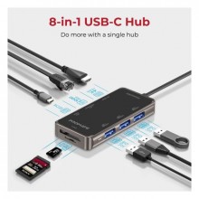 Promate USB-C Notebook Docking Station - Type-C - 8-in-1 with USB-C port - 4K HDMI - TF/SD card - RJ45 port