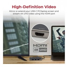 Promate USB-C Notebook Docking Station - Type-C - 8-in-1 with USB-C port - 4K HDMI - TF/SD card - RJ45 port